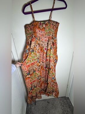Chaudry KC Convertible Boho Crinkle Dress Dress. Size L. Made In India
